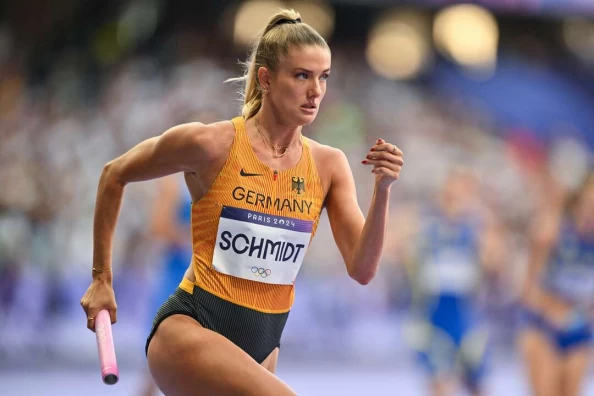 被譽為世界上最性感的運動員、德國田徑美女選手施密特 (Alica Schmidt)今上場。法新社