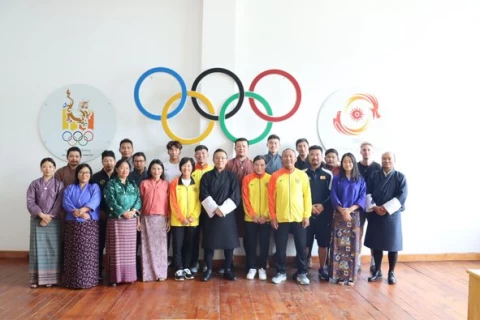 不丹奧林匹克委員會為參賽者及教練群慶祝。取自Bhutan Olympic Committee臉書