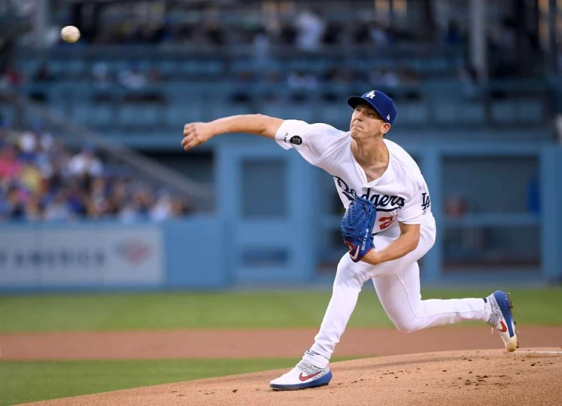 洛杉磯道奇少主布勒爾(Walker Buehler))受到傷勢影響表現不佳。法新社
