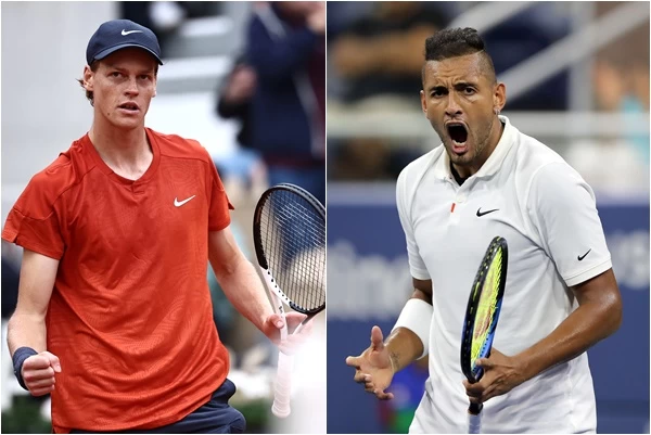 澳洲「壞小子」基里奧斯 (Nick Kyrgios,右)怒批辛納該被禁賽。合成照片