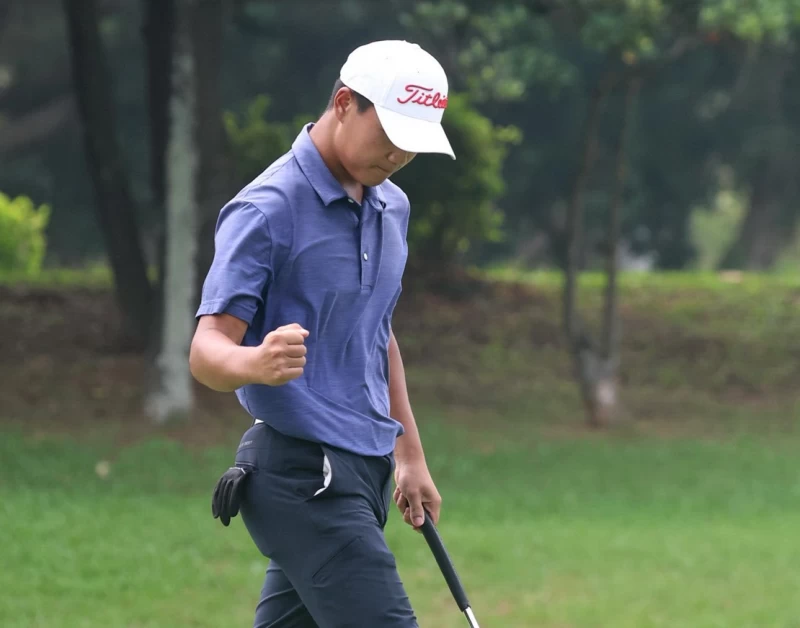 第一回合男子B組王宥鈞70桿-2暫並列第一。鍾豐榮攝影