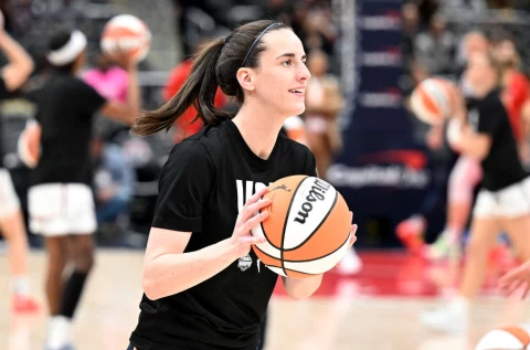 外號「女柯瑞(Stephen Curry)」的美國女籃新星克拉克(Caitlin Clark)。法新社