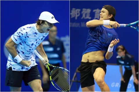 大會第2種子丹尼爾太郎(Taro Daniel，右)與沃爾頓(Adam Walton，澳洲)爭冠。合成照片