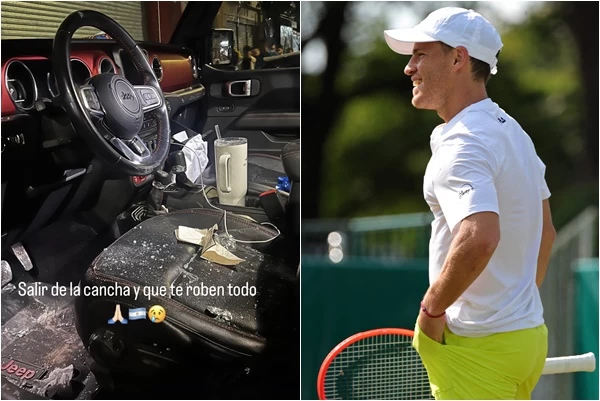 阿根廷網球明星「小巨人」施瓦茨曼(Diego Schwartzman)在一場訓練期間,成為盜竊的受害者。合成照片