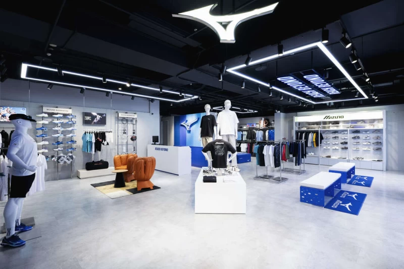 全新台灣Mizuno台北旗艦店各處細節，大量採用環保建材建構而成。MIZUNO 美津濃 提供