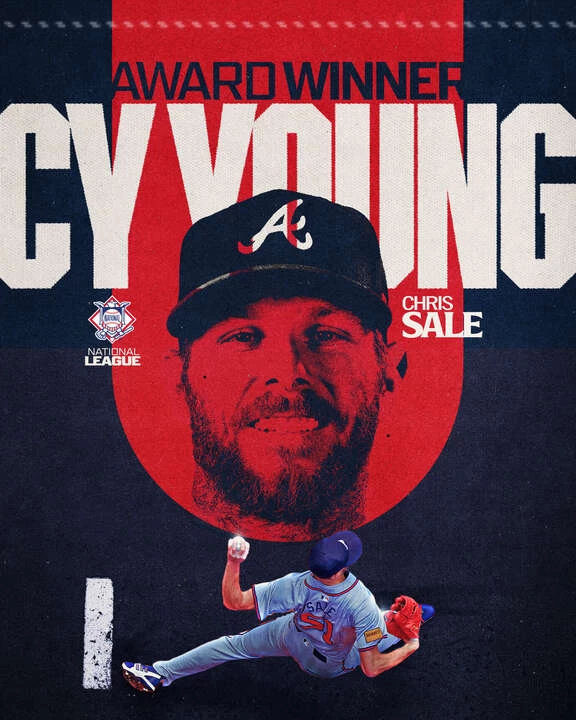 「拍賣哥」塞爾(Chris Sale)成史上第六老奪國聯賽揚投手。摘自MLB推特
