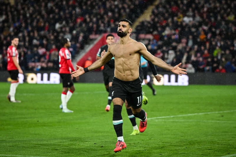 薩拉赫(Mohamed Salah)梅開二度助利物浦從落後反超。法新社