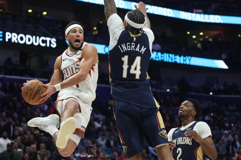 太陽僅靠著布克(Devin Booker)無奈最後一擊遭到阻攻而落敗。法新社