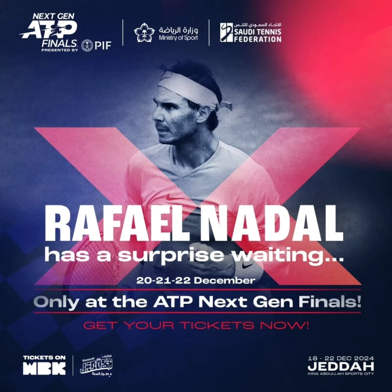 納達爾受邀將在ATP新生代總決賽中出席。摘自 Saudi Tennis Foundation IG