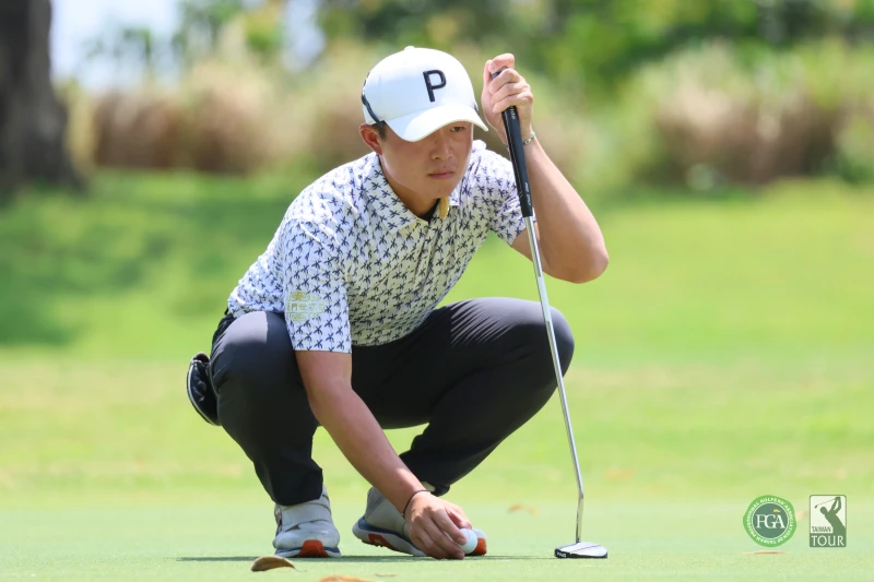 謝旻軒以三回合總桿205桿-11暫並列第一。Tpga／林聖凱攝影 