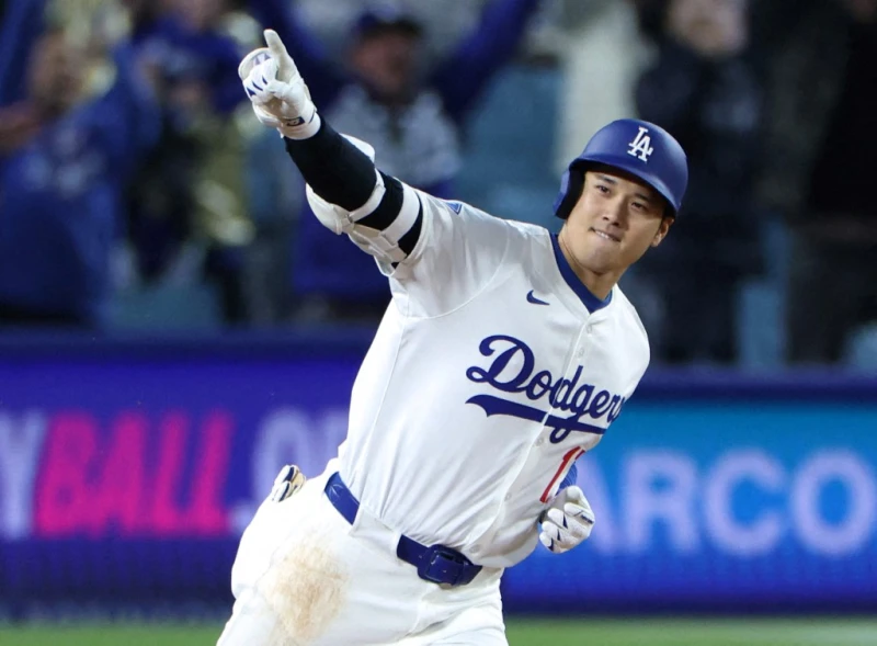 大谷翔平打出再見轟。法新社