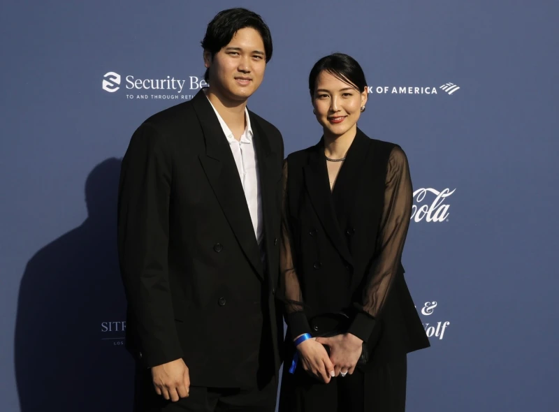 洛杉磯道奇隊超級球星大谷翔平與愛妻田中真美子迎來第一個孩子。法新社