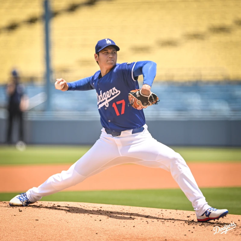 洛杉磯道奇隊的二刀流巨星大谷翔平(Shohei Ohtani)進行術後的第二次實戰投球。摘自道奇推特