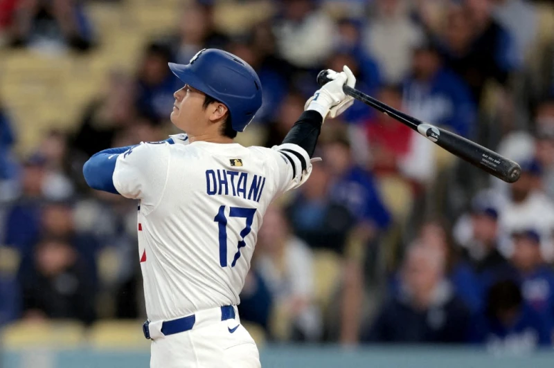 大谷翔平敲出賽季第27轟，這是他美日通算的第300轟。法新社