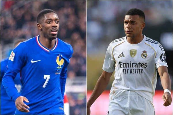 皇馬與PSG之戰也下法國內戰，姆巴佩(右)將對上登貝萊（Ousmane Dembélé）。合成照片