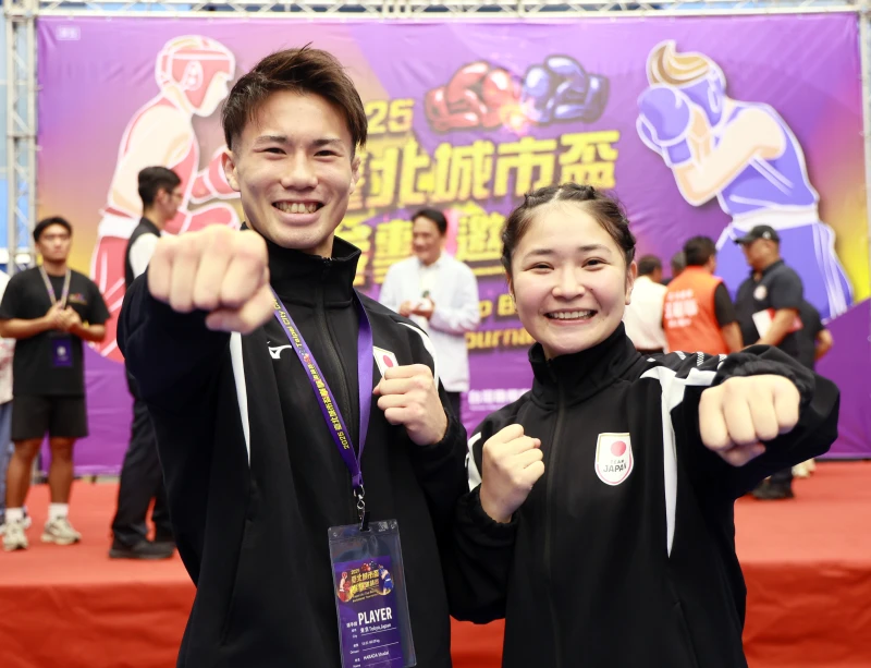 東京隊兩奧運名將並木月海(Tsukimi Namiki，右)男子原田周大(Harada Shudai)都順利晉級江決賽。臺北市政府體育局提供