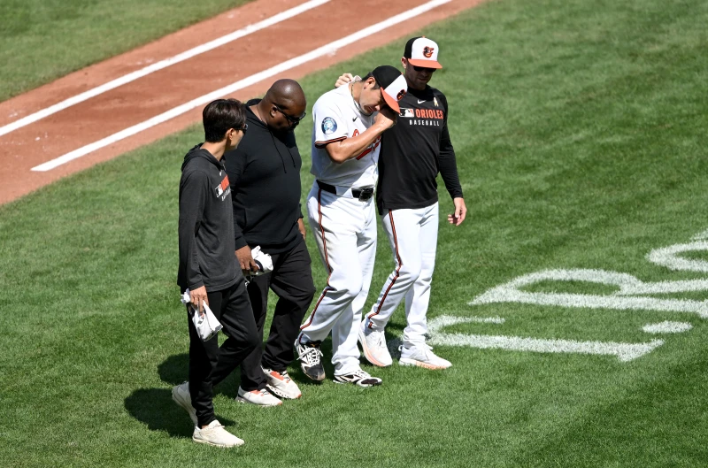 菅野智之被大谷翔平夯雙響又傷退。法新社