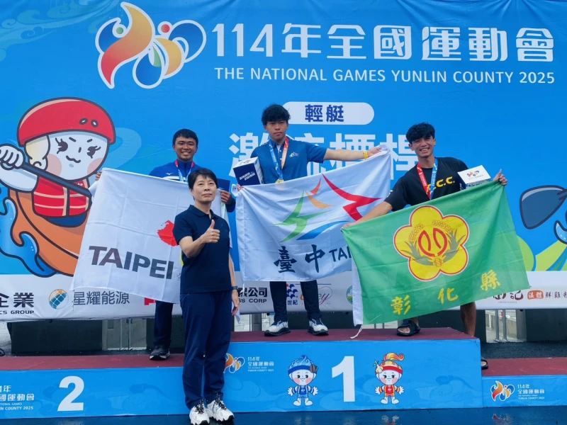 臺中輕艇新星張富驊勇奪男子C1艇項目金牌。台中市運動局提供