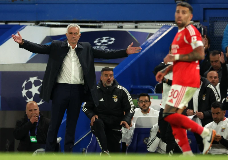 本菲卡主教練穆里尼奧 (José Mourinho) 重返斯坦福橋卻遭遇敗績。法新社