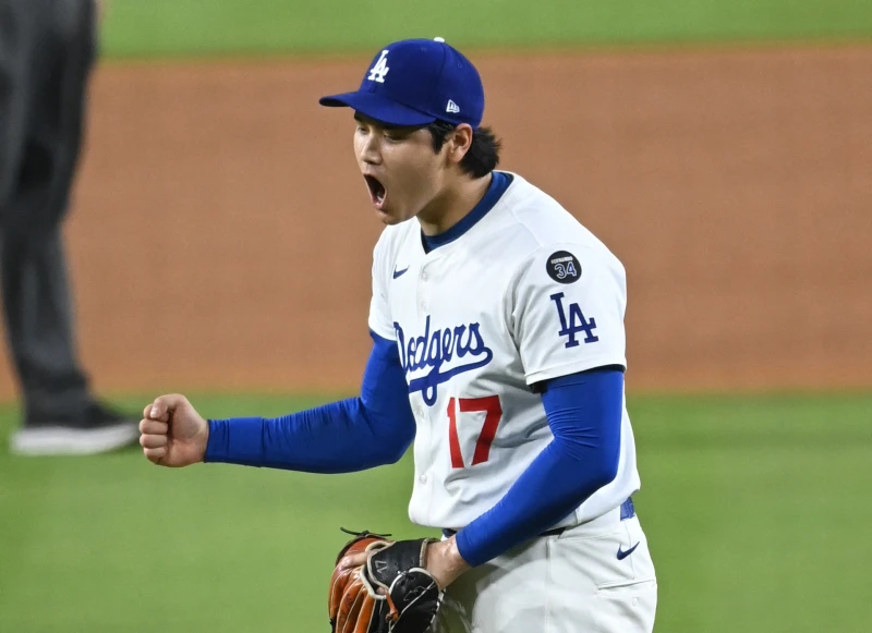 大谷翔平成為史上唯一一位上演單場三響砲、飆出10次三振的球員。法新社