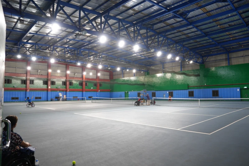 因台北暴雨大會只能臨時將賽程改到林口的國立體育大學。南野子國際整合行銷股份有限公司提供