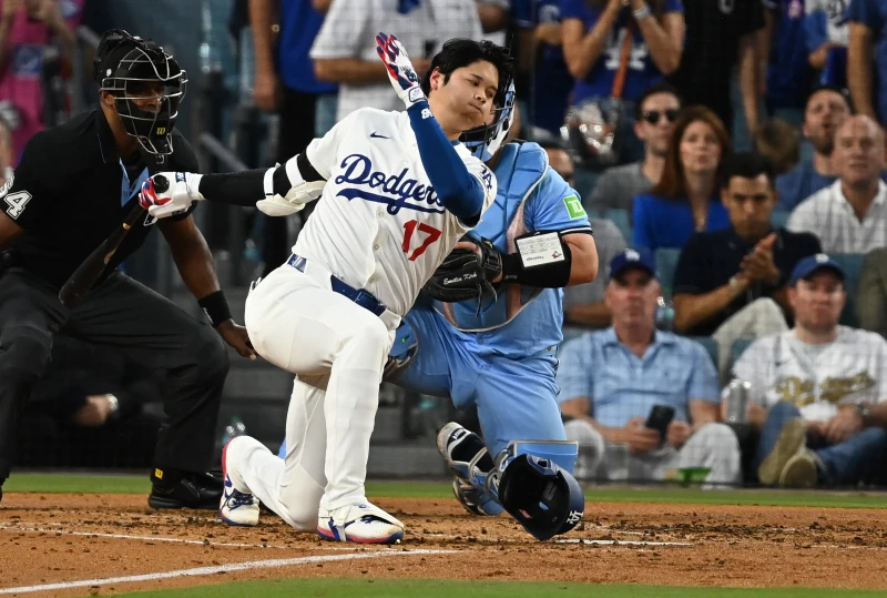 道奇打線過度於依賴大谷翔平。法新社