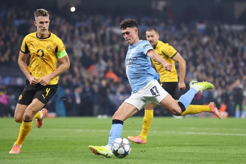 曼城福登(Phil Foden)獨中兩元。法新社