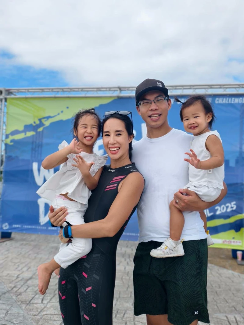 李詹瑩全家都共同出席WAVE TRAIL 城市運河公開水域挑戰。李詹瑩提供