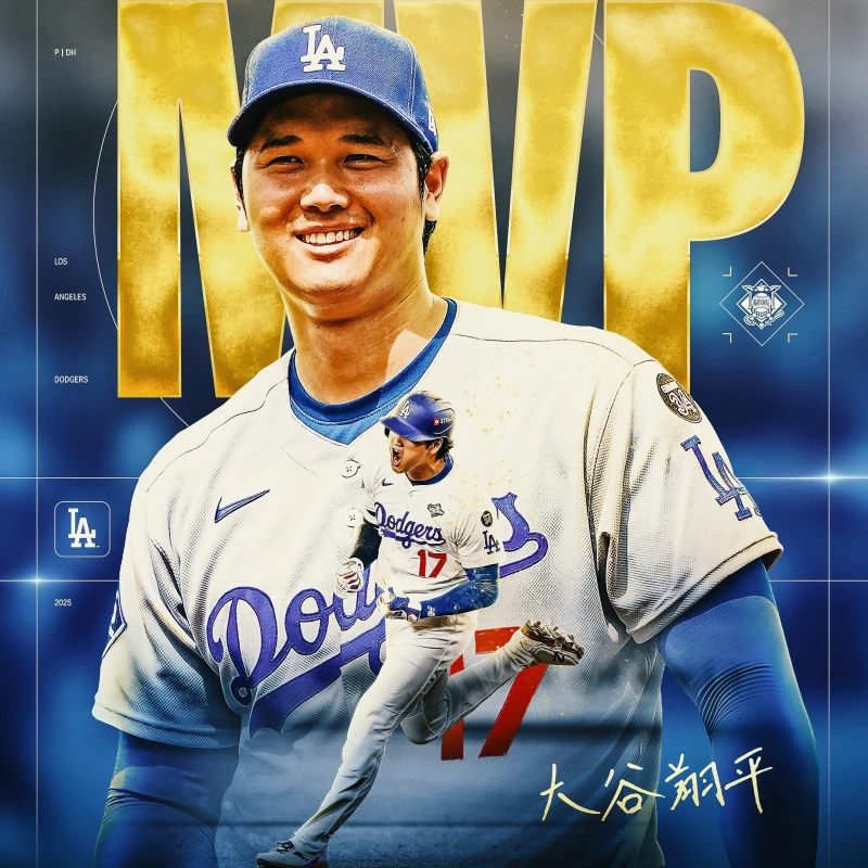 大谷翔平今天確定以全票之姿，完成了國聯MVP二連霸。摘自MLB推特