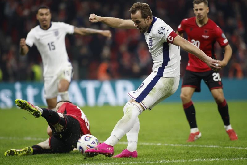 英格蘭隊長凱恩(Harry Kane)獨中兩元。法新社