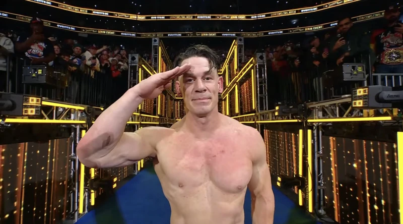 17次世界冠軍約翰希南(John Cena)以慘敗結束最後一場的比賽。摘自WWE推特