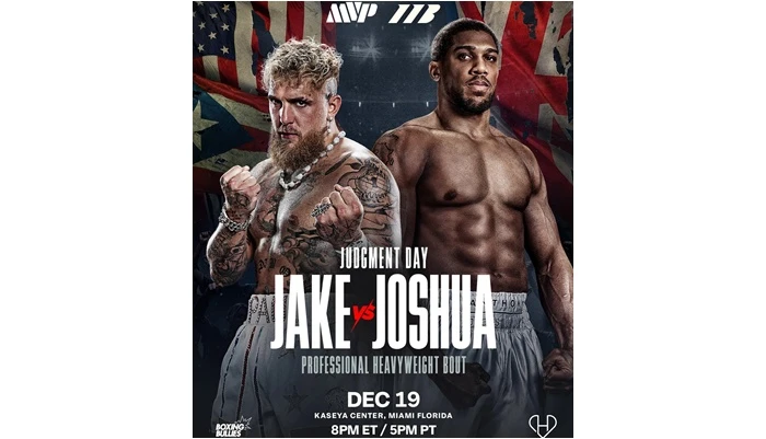 本周六將上演前世界重量級拳王約書亞(Anthony Joshua,右)與網紅轉戰拳壇的傑克保羅(Jake Paul,左)。官方推特