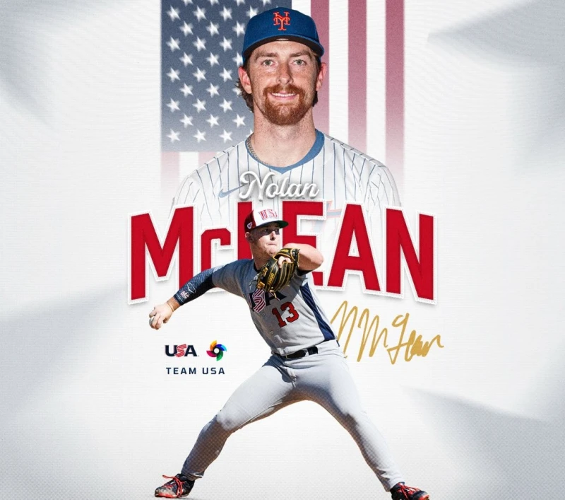 在大聯盟累積8場出賽的菜鳥麥克林(Nolan McLean)竟人選美國隊。摘自USA棒球推特