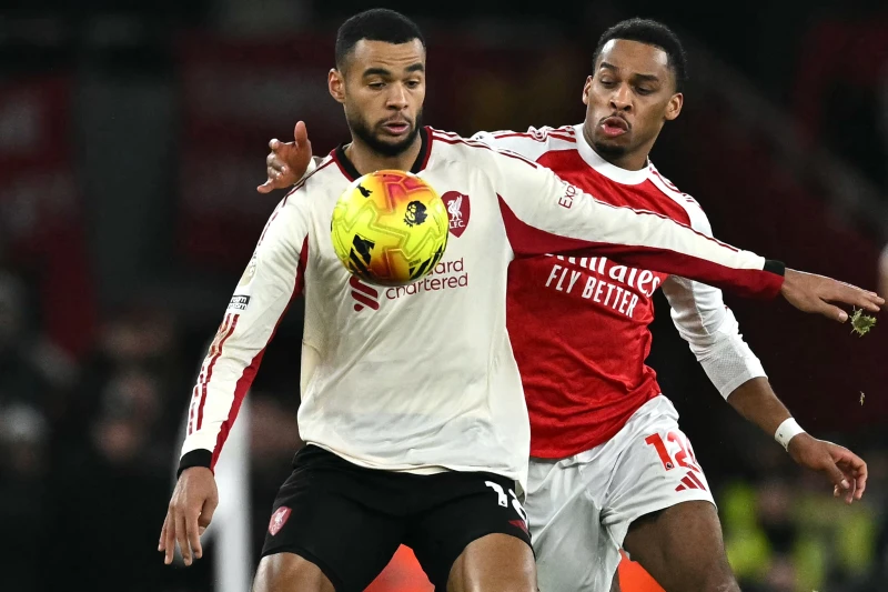 英超關鍵戰役，兵工廠0比0逼和利物浦。法新社