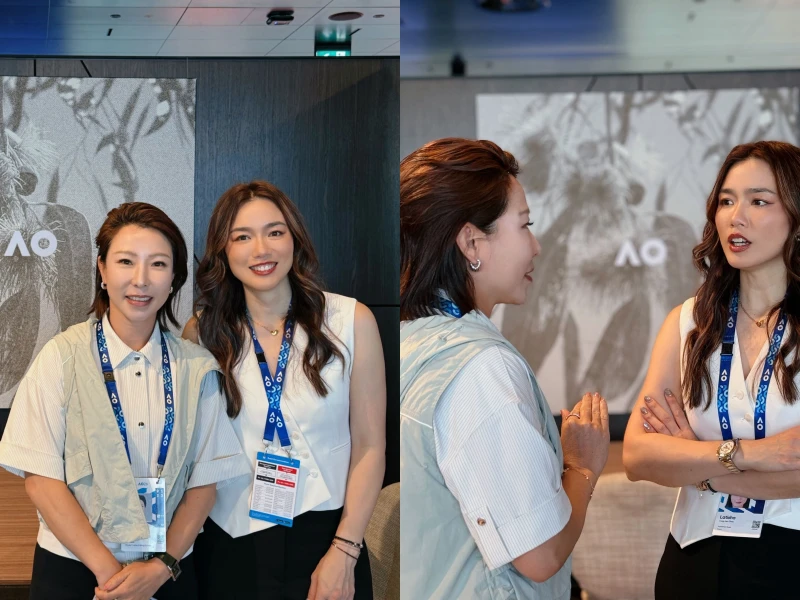 詹詠然與前搭檔鄭潔（左）驚喜合影兩人曾在 2015 年澳洲網球公開賽攜手奮戰並奪得女雙亞軍。Joyce Lau 提供