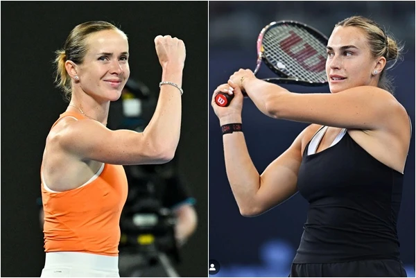 世界球后白俄羅斯名將莎芭蓮卡 (Aryna Sabalenka，右) 將與烏克蘭媽媽球星絲薇托莉娜 (Elina Svitolina)4強正面交鋒。合成照片