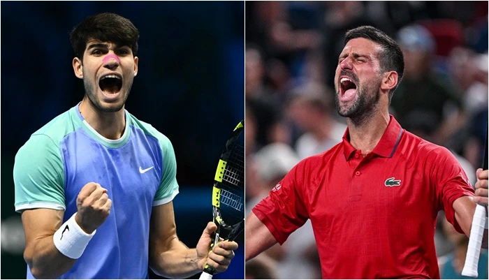 艾卡拉茲（Carlos Alcaraz，左）與喬科維奇（Novak Djokovic，右）將於週日的澳洲網球公開賽男單決賽中對決。合成照片