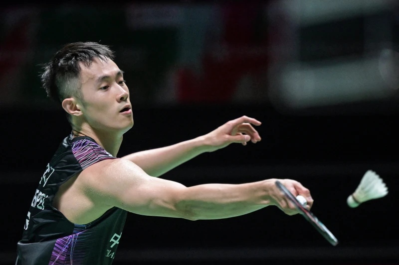 戚又仁為台灣男羽隊拿下關鍵一點。法新社