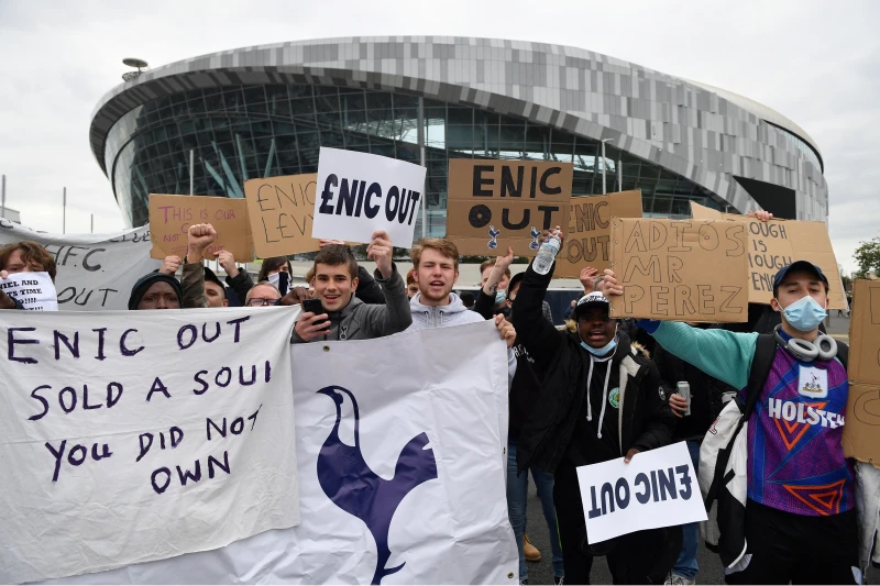 2021年英超球迷對歐超聯賽的反應也很激烈。法新社