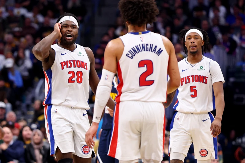 活塞前鋒史都華（Isaiah Stewart，左1）被重罰禁賽7場。法新社