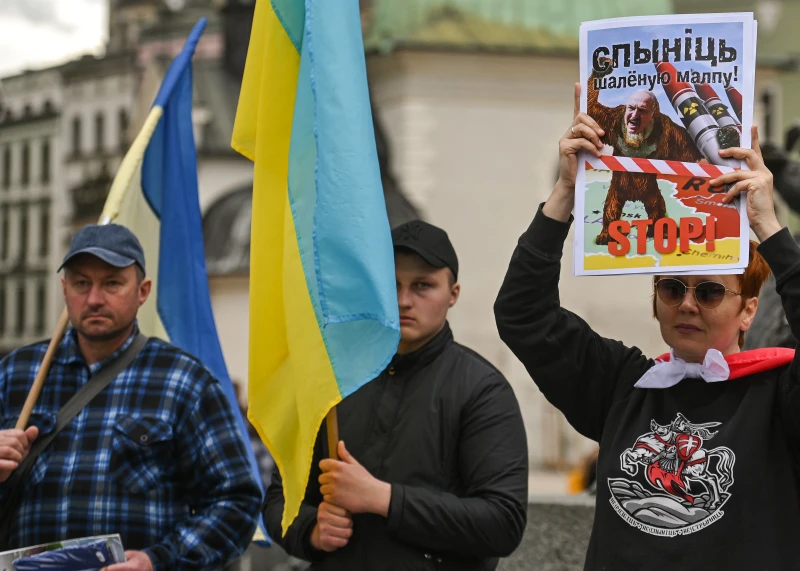 烏克蘭群眾一直在抗議國際奧會對俄國和白俄的態度改變。法新社