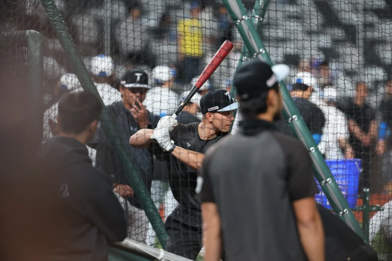 費爾柴德打擊練習。記者李天助攝