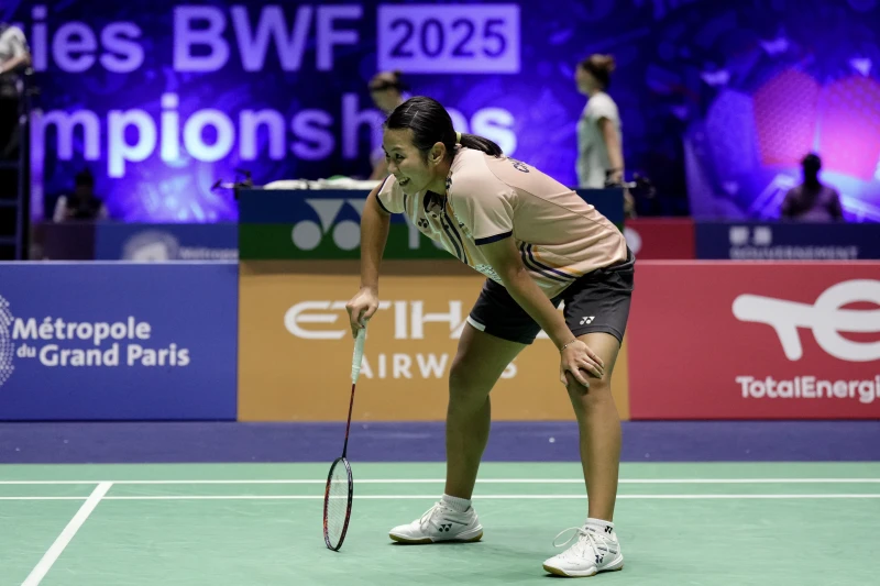 台灣新一姐邱品蒨很可惜在力戰三局後負於世界第五韓悅。法新社