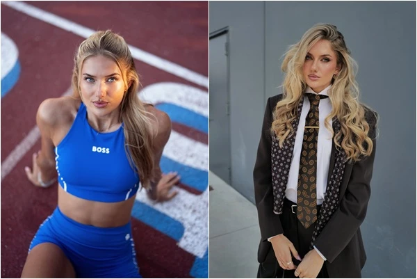 德國田徑明星施蜜特（Alica Schmidt）現身米蘭時裝周。合成照片