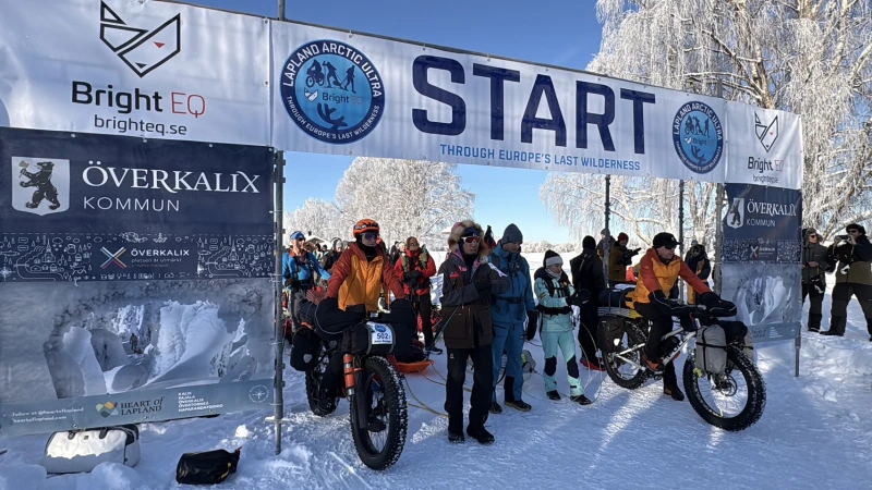 瑞典拉普蘭185公里極地橫越賽起跑。陳彥博提供