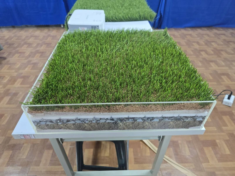 台中國際足球園區人工草皮斷面圖。（圖：台中運動局提供）