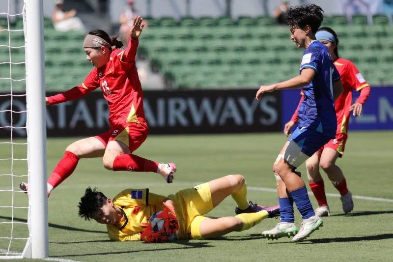 中華隊門將王郁婷首門有功。法新社