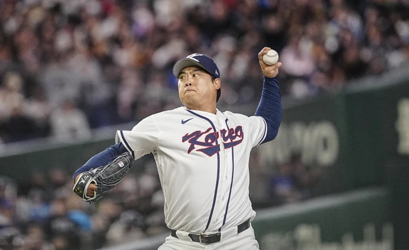 韓國柳賢振（Ryu Hyun-jin）僅投1.2局就失3分退場。法新社