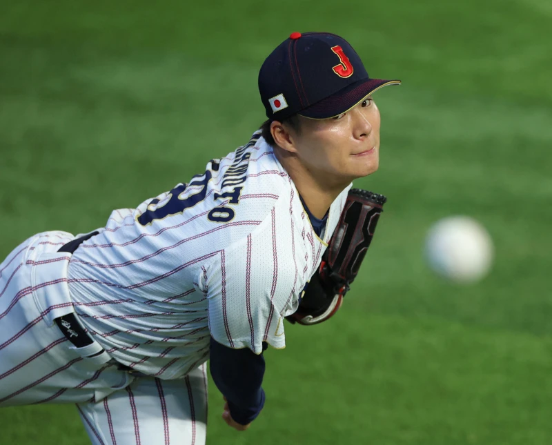 山本預賽對台灣投2.2局無失分，準決賽投手單場用球增加到80球，接近一場正常先發的數量。法新社