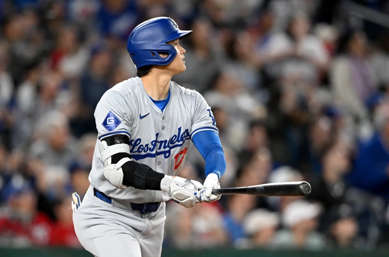 大谷翔平今天和他的隊友們,整場比賽打了5支全壘打。法新社